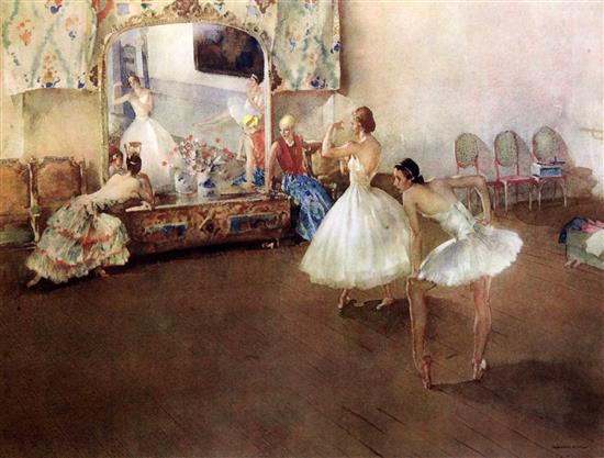 Sir William Russell Flint (1880-1969) Mirror of the Ballet and Casual Assembly, 19 x 25in. & 15 x 19in.